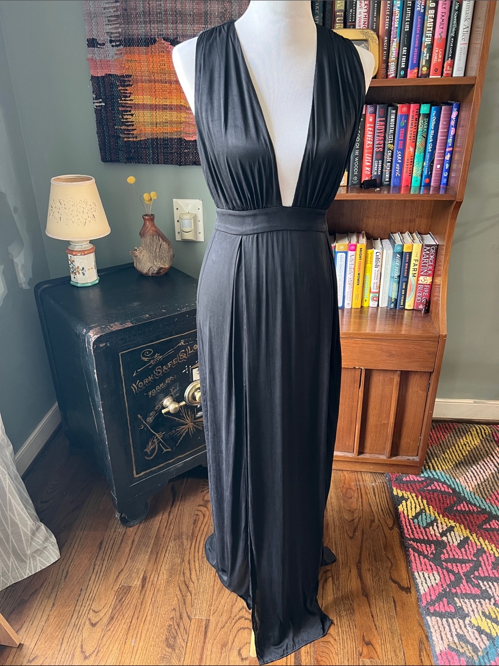Lovers + Friends Black Deep V Maxi Gown